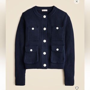 J. Crew Nautical Navy 4 Pocket Cardigan Knit Sweater